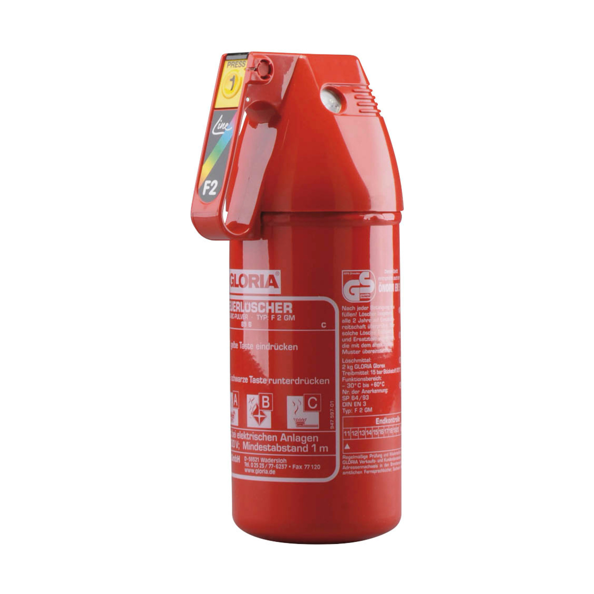 GLORIA F2GM Feuerlöscher 2 kg ABC-Pulver mit Manometer