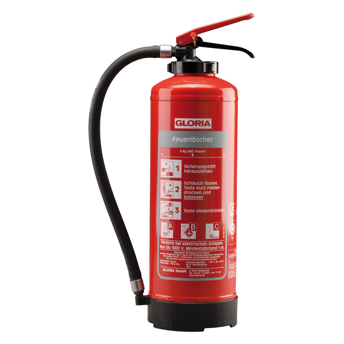 GLORIA PH9 EASY Feuerlöscher – Symbolbild EASY-LINE, 6-kg-Ausführung auf weißem Hintergrund