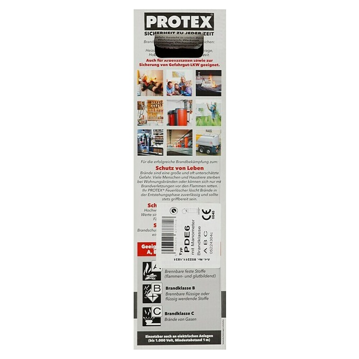 GLORIA PDE 6 PROTEX – Verpackung Rückseite